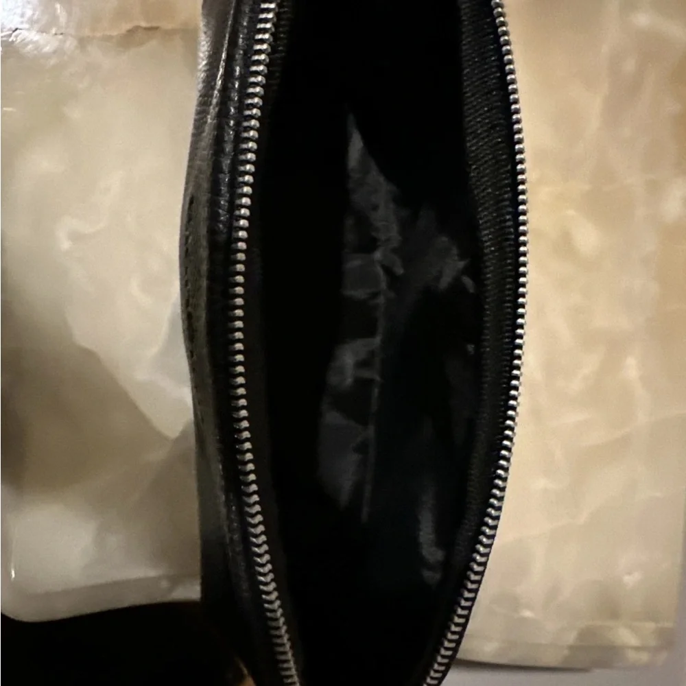 Skinstore Cosmetic Pouch Toiletry Bag Black Vegan Leather 12x6” x3.5” New